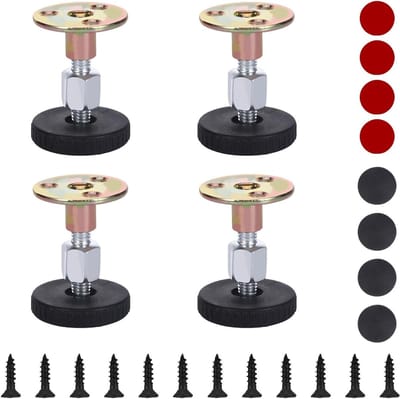4 pieces adjustable metal furniture legs, 27-64 mm furniture legs, black, height-adjustable legs with cushioning pads - ShopVlot