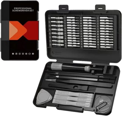 Precisie Schroevendraaierset - Onderhoudsset Bits - Elektronica Reparatie - 58 Delige Set - 10.7 x 1.8 cm - Grijs Zwart