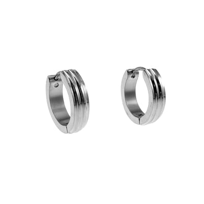 Oorbellen met golvend patroon Dames en Heren, ∅16mm x 4mm Oorringen Unisex - Gepolist RVS