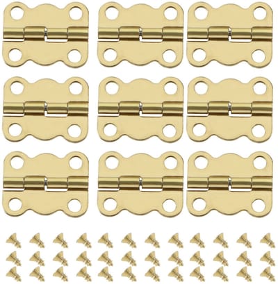 Dailygoods- Vlinderscharnier Goud - 50 Stuks - Retro Scharnieren - Antieke Beplating - Inclusief 200 Schroeven - 16x13 mm - Decoratieve Scharnieren