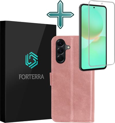 Hoesje Met Screenprotector - Geschikt voor Samsung Galaxy A36 - Luxe Pasjeshouder - Flipcase - Bookcase Portemonee - Flip Case - Kunstleer Book Case - Book Cover - Walletcase - Portemonneehoes - Rosé goud