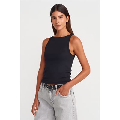 Geribbelde Halterneck Slim-Fit Blouse