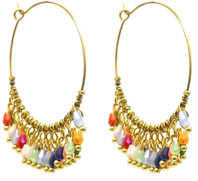 Oorbellen met Glaskralen - Oorhangers - RVS - 4x5,5 cm - Multicolor