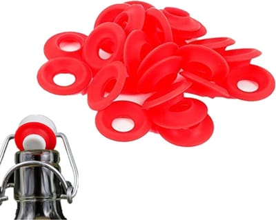 25 stuks rubberen afdichtingen, siliconen afdichtingen, sluitringen voor schommel, flip, topfles, huis, brouwen, bierfles, afdichtingen, soda fles, afdichtingen (rood)