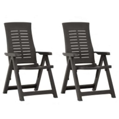 vidaXL - Verstelbare - klapstoelen, - 2 - stuks, - antracietkleurig - kunststof