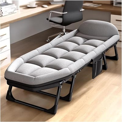 Campingbedje Opvouwbaar - Buitenbed Ligbed - Ontspannen Buiten - Verstelbare Rugleuning - 200 x 70 cm - Grijs