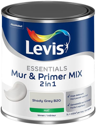 Levis - Essentials Mur & Primer Mix - Shady Grey B20 - Mengverf - 1 L