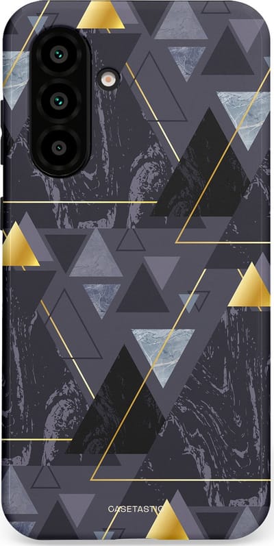 Casetastic hoesje geschikt voor Samsung Galaxy A36 / Samsung Galaxy A56 - Dubbellaagse bescherming - Zwart Goudpatroon - Fashion Case - Donkergrijs Grijs