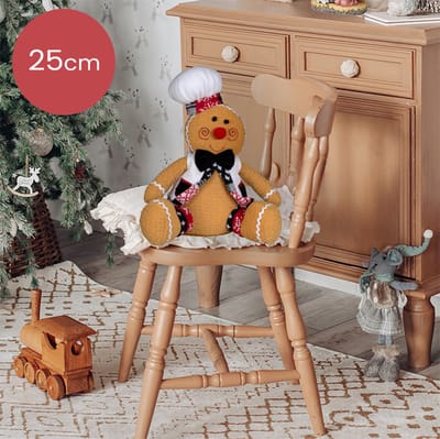 Handgemaakte peperkoek-figuur – 25/30 cm – met witte muts en zwarte strik