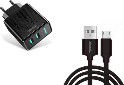 DrPhone Kevlar Pro® - 1M TPE Micro-USB Kabel + Dual-Port Adapter - Snelle & Veilige Oplader - Zwart