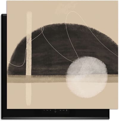 KitchenArt - Sand Dusk – Japandi Inductie Beschermer - 59x52 cm - Kookplaat Beschermer - Luxe Afdekplaat Inductieplaat - Anti-slip & Oprolbaar - Beschermmat Inductiekookplaat