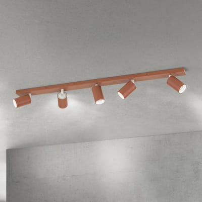 ORION Plafondspot Sean, koraalrood, 5-lamps, aluminium, GU10