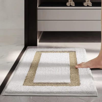 Luxe Gevlokte Badmat - Rechthoekig/Ovaal Antislip Badkamerkleed, Dik Supervezel Absorberend Tapijt voor Moderne Huisdecoratie 44x76cm