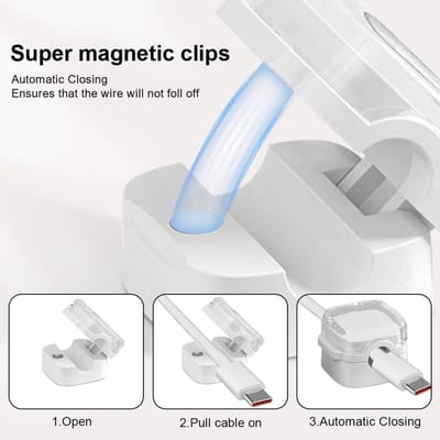 Famanu – Bureaukabel netjes - 6 stuks verbeterde zwarte magnetische kabel netjes - sterke zelfklevende kabel netjes clips desktop snoer houder - magnetische kabel organizer voor thuiskantoor gebruik