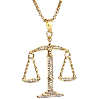 Europese en Amerikaanse Hip Hop Rap Mode Accessoires Heren Diamant Inleg Weegschaal Hanger Ketting beige