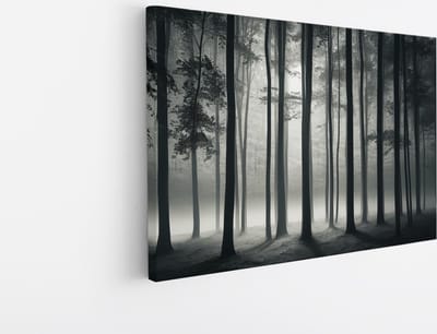 Saammp Canvas Schilderij - Zwart-Wit - Bomen - Landschap - Natuur - 45x30 - Foto op canvas - Wanddecoratie - Muurdecoratie Woonkamer - Slaapkamer decoratie - Canvas Print
