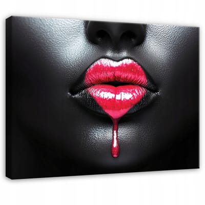 WALLARENA - Canvas schilderij - 100x70 cm - afbeelding van een vrouw met een zwart hart voor slaapkamer, salon en keuken