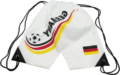 Sporttas Duitsland - Gymtas voetbal - Voetbal kijken - Broek design - 36 x 39 cm - Wit