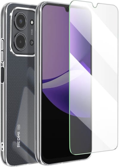 Mayaxess, 2-in-1 beschermingspakket hoesje + gehard glas voor Xiaomi Redmi 15C, Transparant