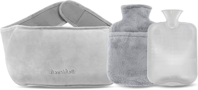 Warmwaterkruik met Heupband, 1.2L Kruik met Zacht Hoesje voor Nek, Schouders en Rugverwarming, Ideaal voor Pijnverlichting en Ontspanning