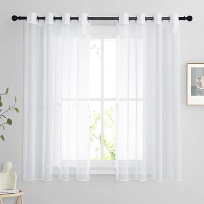 Dailygoods- Gordijnen set van 2 - Transparant - Vitrage met inslagringen - Voile gordijnen - H 120 x B 140 cm - Ideaal voor keuken/badkamer