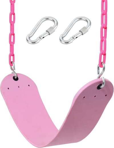 Robuuste Schommelzit Zitting voor Buiten Speeltoestellen - Duurzaam Kunststof en Gecoate Kettingen - Roze