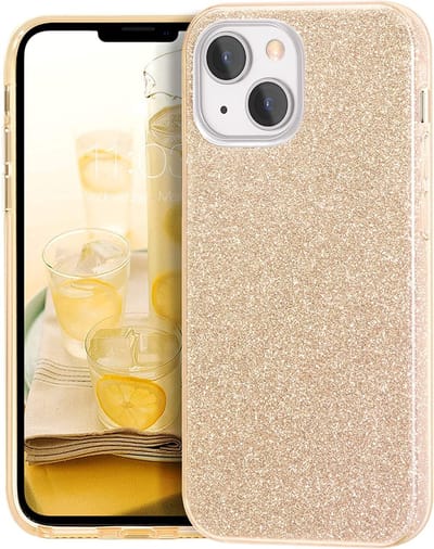 Hoesje Geschikt voor iPhone 13 Pro Hoesje Glitters Siliconen - Glitter Hoesje Geschikt voor iPhone 13 Pro hoesje TPU Case Goud - Cover