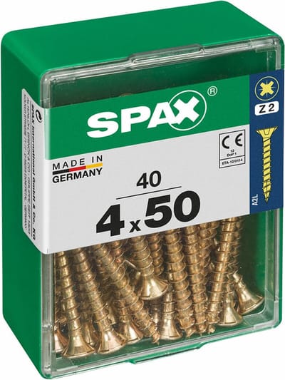 Spax Universele Schroef Yellox Verzonken Kop Pozi - 4x50mm - 40 Stuks