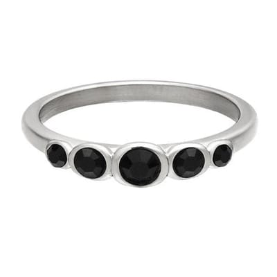 Yehwang Ring Zirkoon Glas zilver zwart