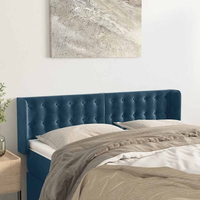 vidaXL - Hoofdbord - met - randen - 147x16x78/88 - cm - fluweel - donkerblauw