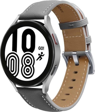 By Qubix - Geschikt voor Garmin bandje - Premium Leather bandje - Grijs - Geschikt voor Garmin Vivoactive 6 / 5 / 3 - Smartwatch bandje 20mm