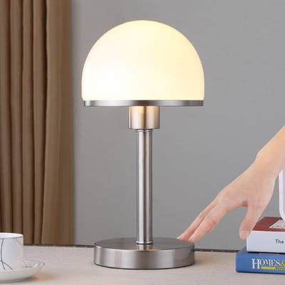 Lindby - Tafellamp - 1licht - metaal, glas - H: 39 cm - E27 - wit, gesatineerd nikkel