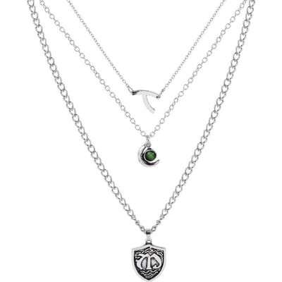 Collier 3 couches pour femmes Collier pendentif famille Collier multicouche Bijoux cosplay Clavicule white