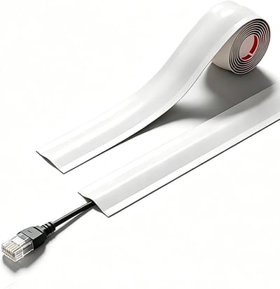 Kabelgoot Vloer - Zachte Kabelbeschermer - 300 × 5,5 cm - Op Maat Te Knippen - Rubber - Voor Buiten en Binnen - Kabeldrempel - Kabelbrug - Kabelmat - Laadkabel - Kabelbeheer voor Tapijt, Houten Vloeren en Muren - Voor Losse Kabels - Wit