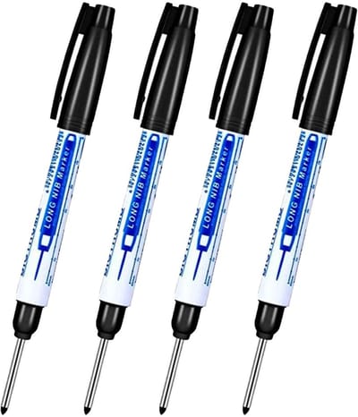Dailygoods- Markeerstiften 4 stuks - Waterdichte Marker Pen - Diepe Gat Markeerpen - Fijne Punt - Draagbaar Formaat - 30 mm Penpunt - Markerpen