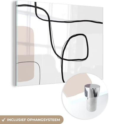 MuchoWow® Glasschilderij 120x90 cm - Schilderij acrylglas - Abstract - Pastel - Minimalisme - Foto op glas - Schilderijen