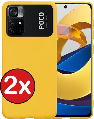 Hoesje - 2 Stuks - Geschikt voor Xiaomi Poco M4 Pro 5G - Sterk & Shockproof - Telefoonhoes - Back Cover - Case Siliconen - Telefoon Hoes - Geel