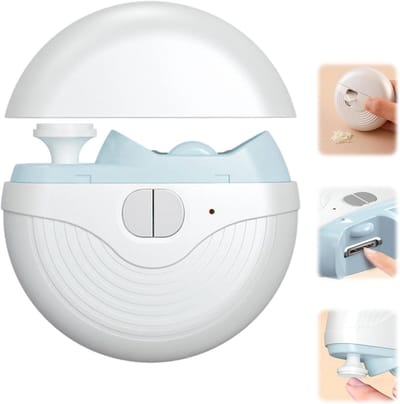 QTTVBTNA -Elektrische slimme nagelknipper Geschikt voor volwassenen en senioren, met 3 snelheidsstanden Geschikt voor krachtig automatisch knippen, polijstfunctie, verlichting, opbergdoosje Geschikt voor oplaadbare teennagelknipper (wit)