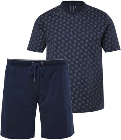JP 1880 - Heren - pyjama loungewear twee-delige set tot 8XL - Navy blauw - Maat L