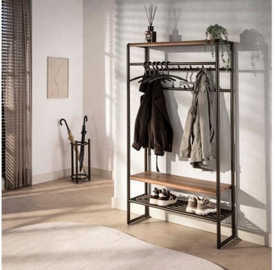Garderobemeubel Luno roede XL - Poedercoat drift brown