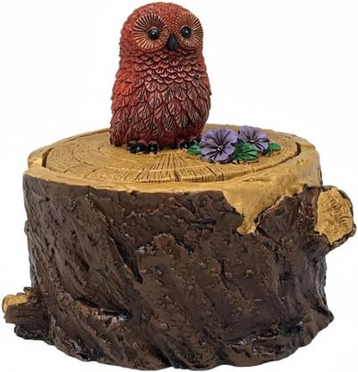 Decoratieve Aschenbecher met Dierenthema - Boomstronk Design voor Woonkamer, Balkon en Cadeau (11x11cm) - Egel, Eekhoorn, Uil en Koala