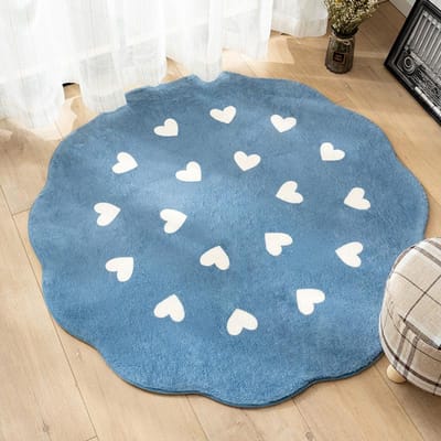 Nordische Stijl Woonkamer Decoratie Pluche Tapijt Pluizig Zacht Baby Kruiptapijt Verdikt Rond Tapijt Onregelmatige Tapijten voor Slaapkamer 80x80CM