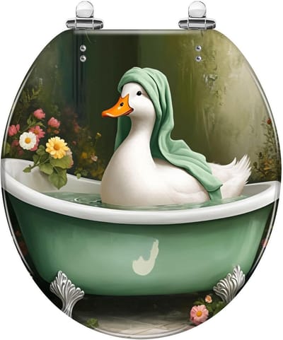 Decoratieve WC-bril - Toiletbril Hars - Badkamer Vernieuwen - Zacht Sluitend Scharnier - 43-46 cm Lengte - Groen Botanisch