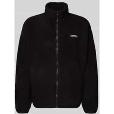 Fleecejack met opstaande kraag en labeldetail