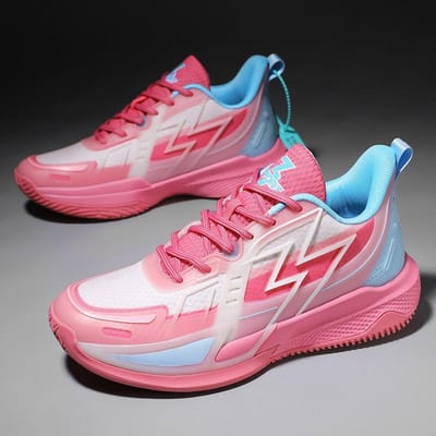 Spongebob Basketbalschoenen voor Heren en Dames met Lage Schacht Ademend Antislip Slijtvast Schokabsorberend Lichtgewicht Zachte Zool Student Lichtgevend 38 pink