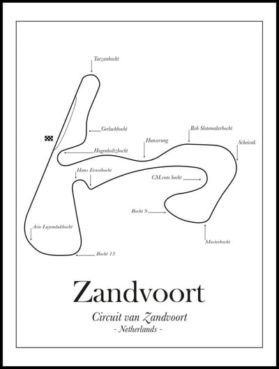 Poster Circuit van Zandvoort - 40x30 - Formule 1 - Verstappen - F1 - Red Bull