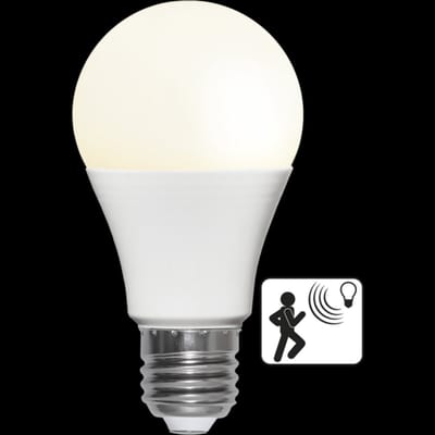 Schemersensor - Standaard bol - E27 - 8.8W - Extra Warm Wit - 2700K - Opaal