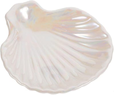 Sieraden Schaal - Opberger Bakje - Sieraden Organiseren - Keramiek Shell Design - 10.5 x 10 cm - Wit