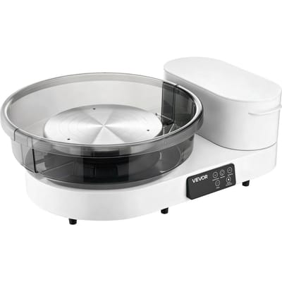 Tour de Potier pour Adultes, Plateaux Tournants de 36 et 28 cm, Tour de Potier Électrique de Table 450W avec Pédale au Pied, Vitesse Réglable de 30-300 tr/min, Corps en Aluminium,