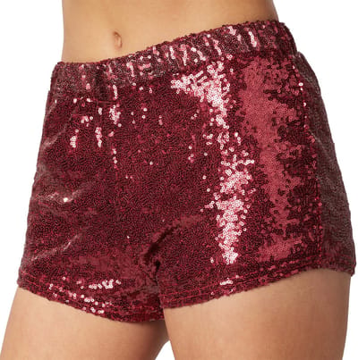 dressforfun - Pailletten-short bordeaux L - verkleedkleding kostuum halloween verkleden feestkleding carnavalskleding carnaval feestkledij partykleding - 303908